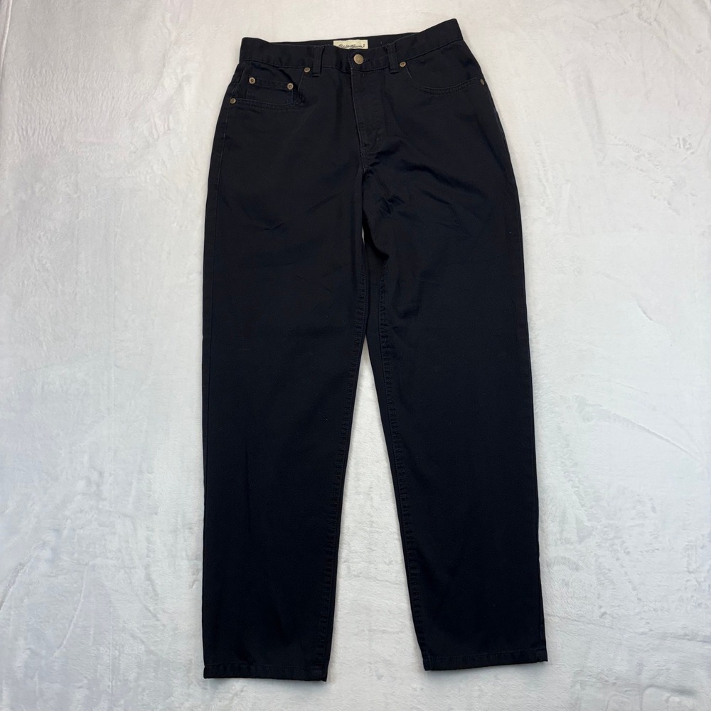 Eddie Bauer Womens Black High Rise Straight Leg Cotton Pants Size 8 29x29